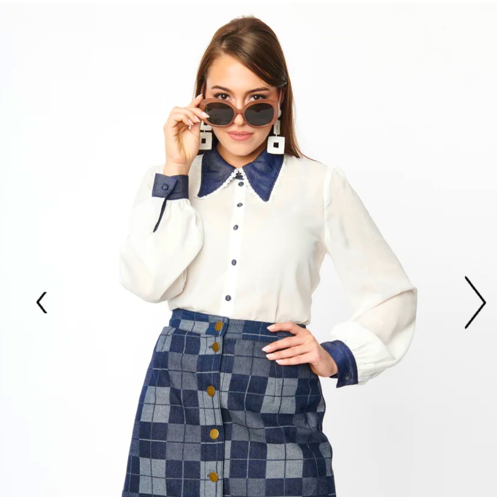 Unique Vintage Ivory Sheer Blouse